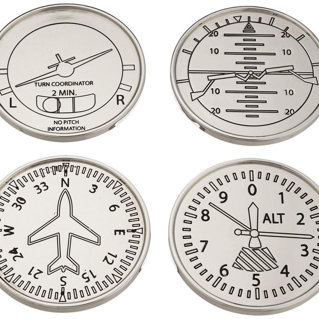 GODINGER SILVER ART Airplane Coasters, Set of 4