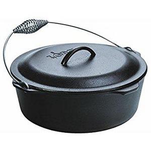 Lodge L8DOL3 Cast Iron Dutch Oven with Dual Handles, Pre-Seasoned, 5-Quart