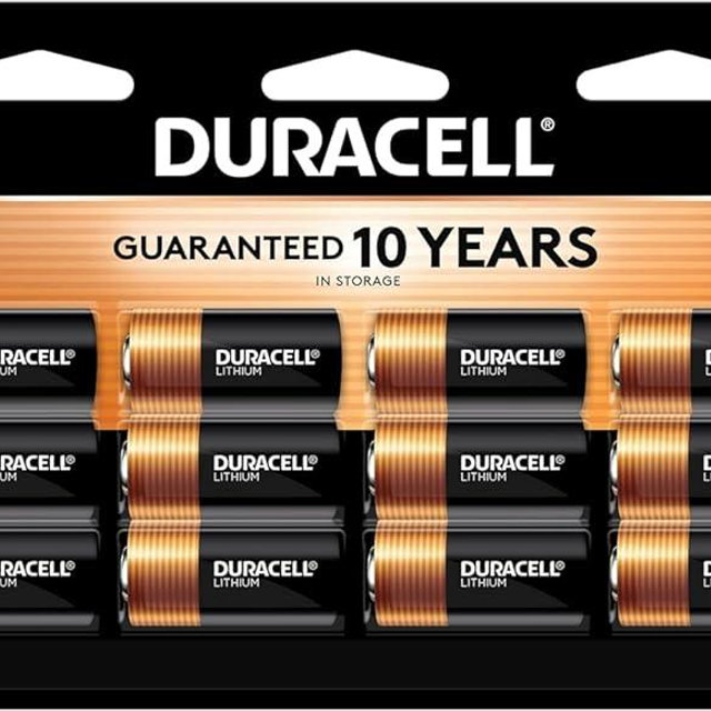 Duracell CR123A 3V Lithium Battery, 12 Count (Pack of 1), 3 Volt High Power for Home Safety, Security Devices, Flashlights, Smoke Alarms, Home Automation