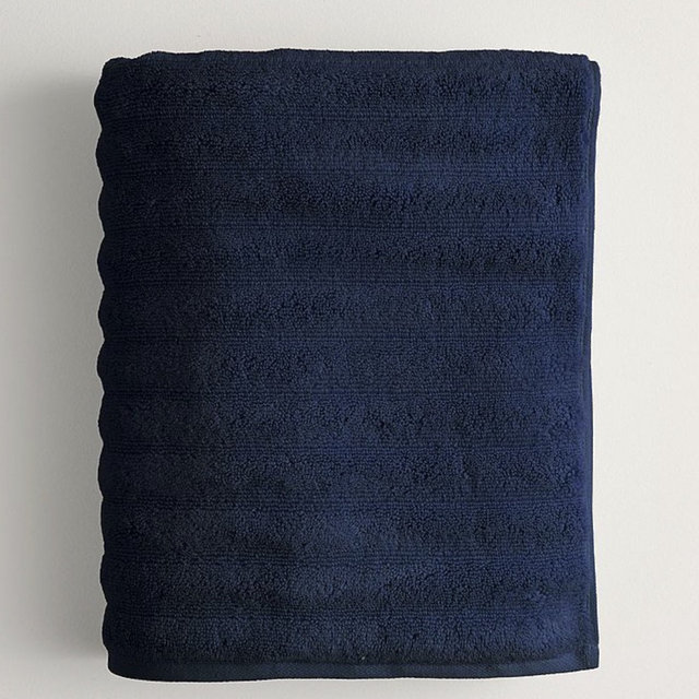 Sonoma Goods For Life® Quick Dry Ribbed Cotton Bath Towel, Bath Sheet, Hand Towel or Washcloth - Navy, BATH TOWEL