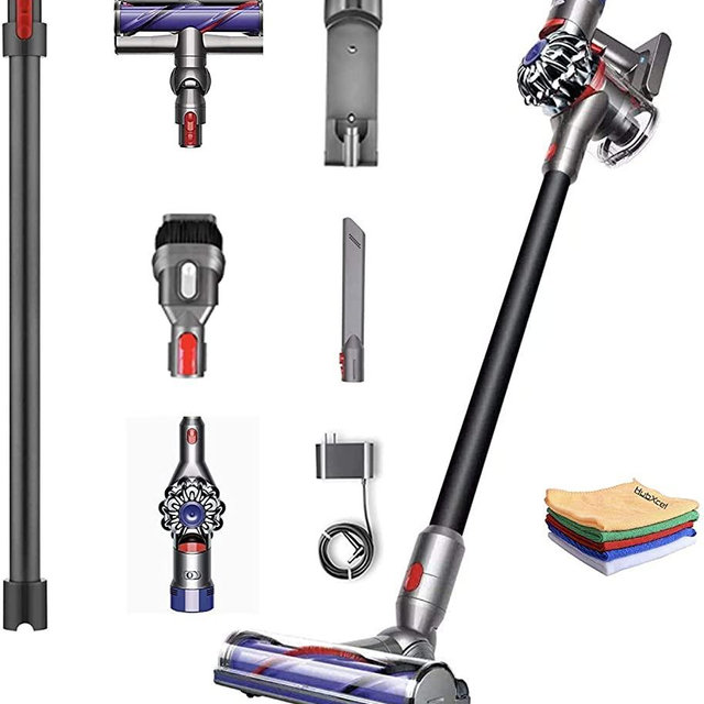 Premium Dyson V8 Motorhead HEPA Filter, Cordless Stick Vacuum Cleaner Lightweight, Strong Suction, Handheld Ergonomic, Bagless, Washable Filter, Rechargeable Battery + w/One Hubxcel Microfiber Cloth