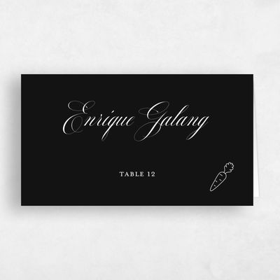 Black Wedding Place Card - Azurite Vegetarian