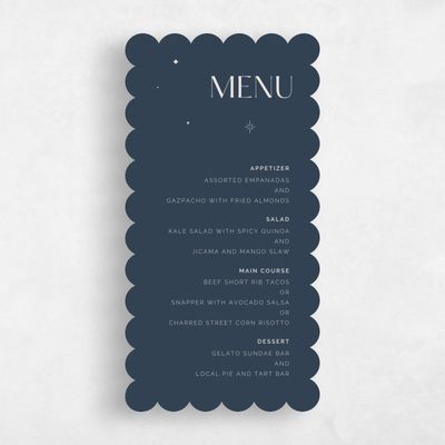 Blue Scalloped Wedding Menu - Adhara