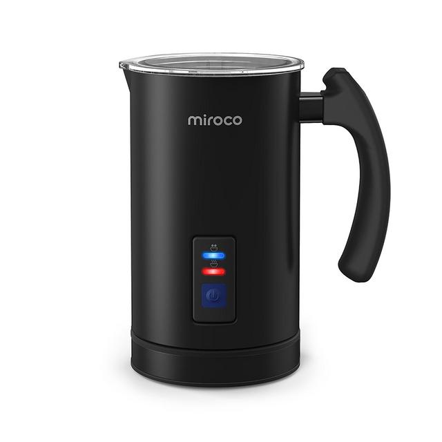 Miroco Stainless Steel Milk Steamer with Hot &Cold Milk Functionality, Automatic Foam Maker, Black