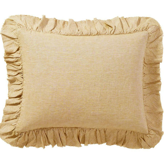 Belgian Flax Linen Fringe Ruffle Sham, Daffodil, Standard, Set of 2