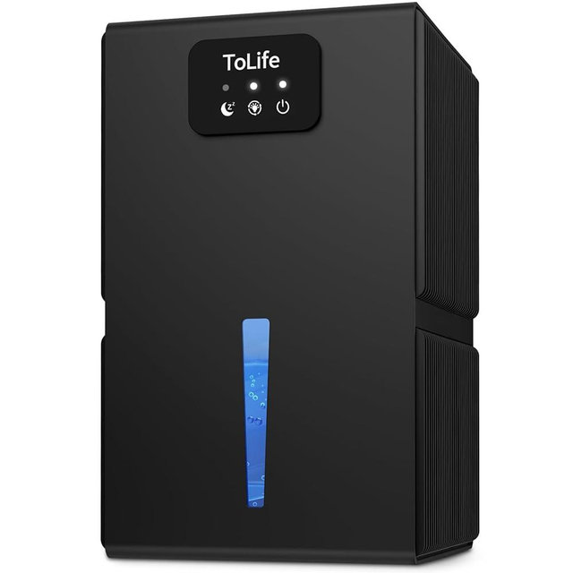 ToLife Dehumidifiers for Home 95 OZ Water Tank with Auto-Off 1000 sq.ft Sleep Mode Portable Dehumidifier for Basement Bathroom Home RV Closet Room 7 Colors LED Light,Black