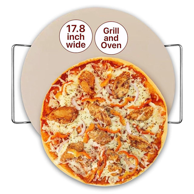 Colenza 18 Inch Pizza Stone, Round Pizza Stone for oven - Durable Ceramic Pizza Grill Stone, Heat Resistant up to 1,472°F, Perfect for Homemade Pizza, Bread and More (17.8 inches)