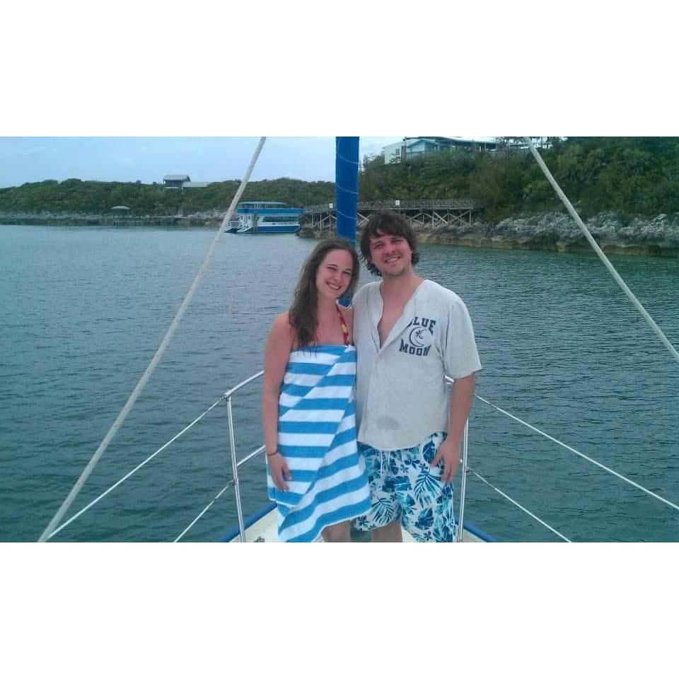 Scuba diving on our first vacation together, Bahamas 2013