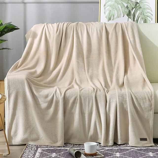 BEAUTEX Fleece Throw Blanket for Couch Sofa or Bed Throw Size, Soft Fuzzy Plush Blanket, Luxury Flannel Lap Blanket, Super Cozy and Comfy for All Seasons (Ivory, 50" x 60")
