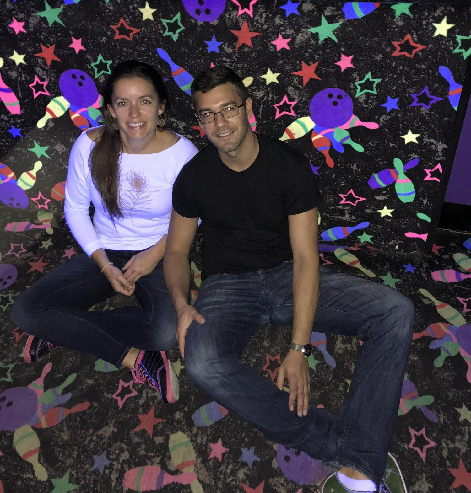 One of our favorite local spots for duckpin bowling - Ducks on the Ave. Love the retro carpet/walls.