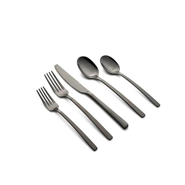 Cambridge Silversmiths Beacon Black Sand Mirror 20-Piece Flatware Set, Service for 4