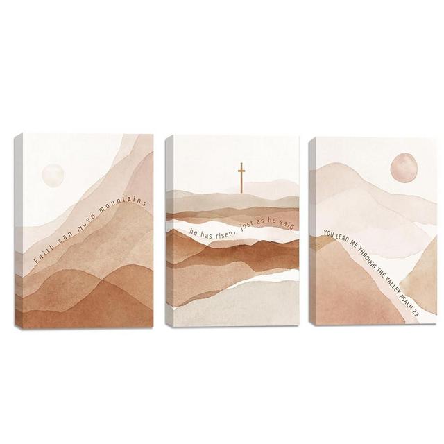 Jesus Cross Wall Decor Boho Wall Art Psalm:23 Set of 3 Minimal Desert art Modern Scripture Wall Decor Bible Verse Prints Christian Home Decor Canvas Print