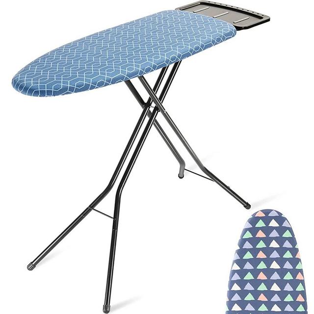 APEXCHASER Ironing Board, Extra Thick 2 Heat Resistant Covers with Different Patterns, Height Adjustable, Space Saver Iron Board with Iron Rest, Heavy Sturdy Metal Legs Iron Stand 45x13
