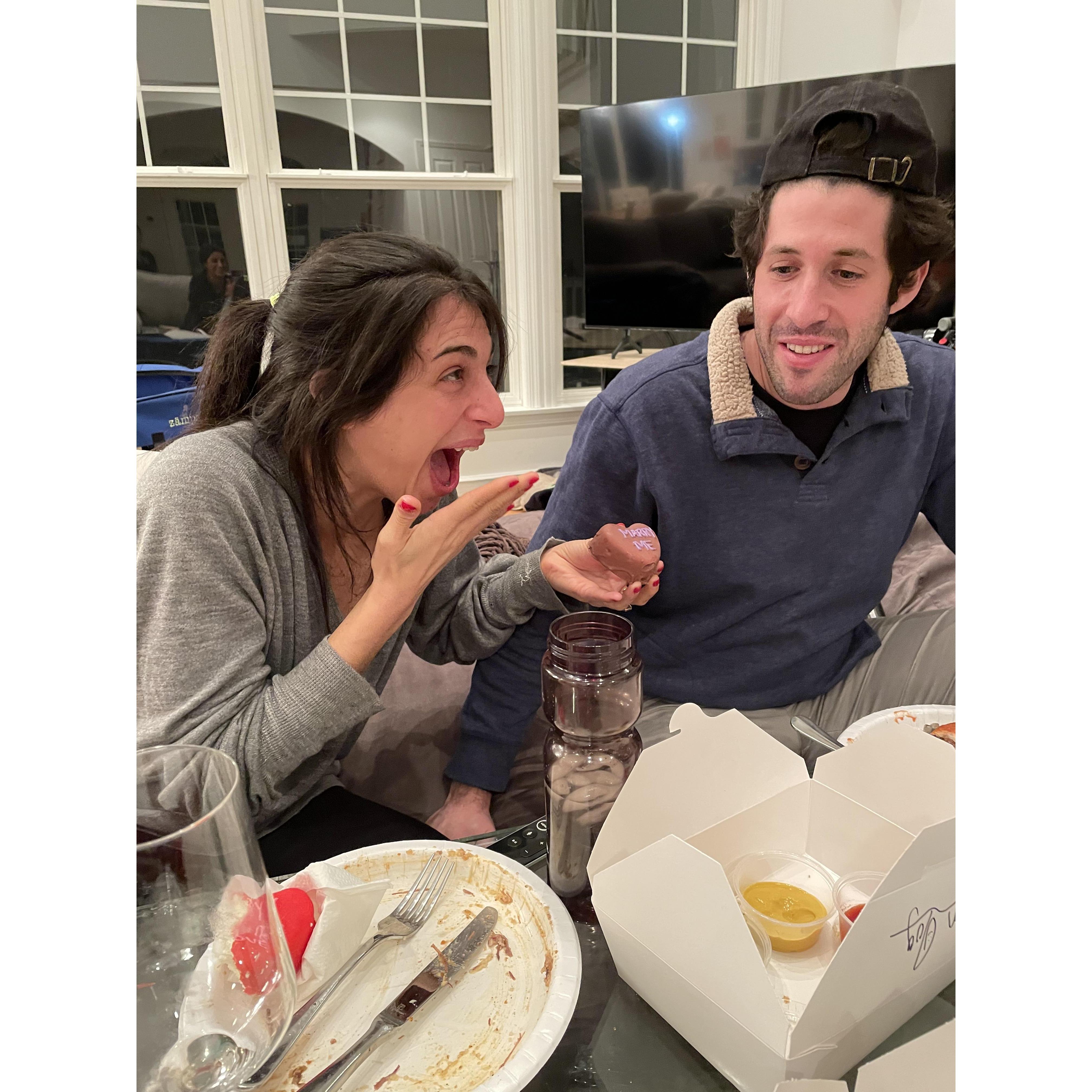 That one time Julia asked Bennett to marry her...and he said no. But thanked her for the Valentine's Day ice cream treat!