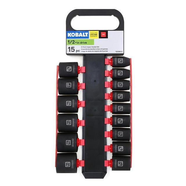 Kobalt 15-Piece Standard (SAE) 1/2-in Drive Shallow 6-point Impact Socket Set