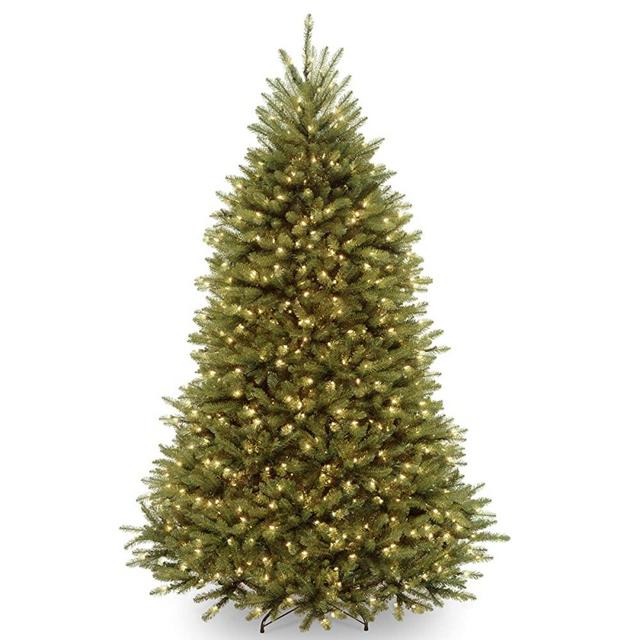 National Tree Company lit Artificial Christmas Tree Includes Pre-strung White Lights and Stand, Dunhill Fir - 7.5 ft, Green
