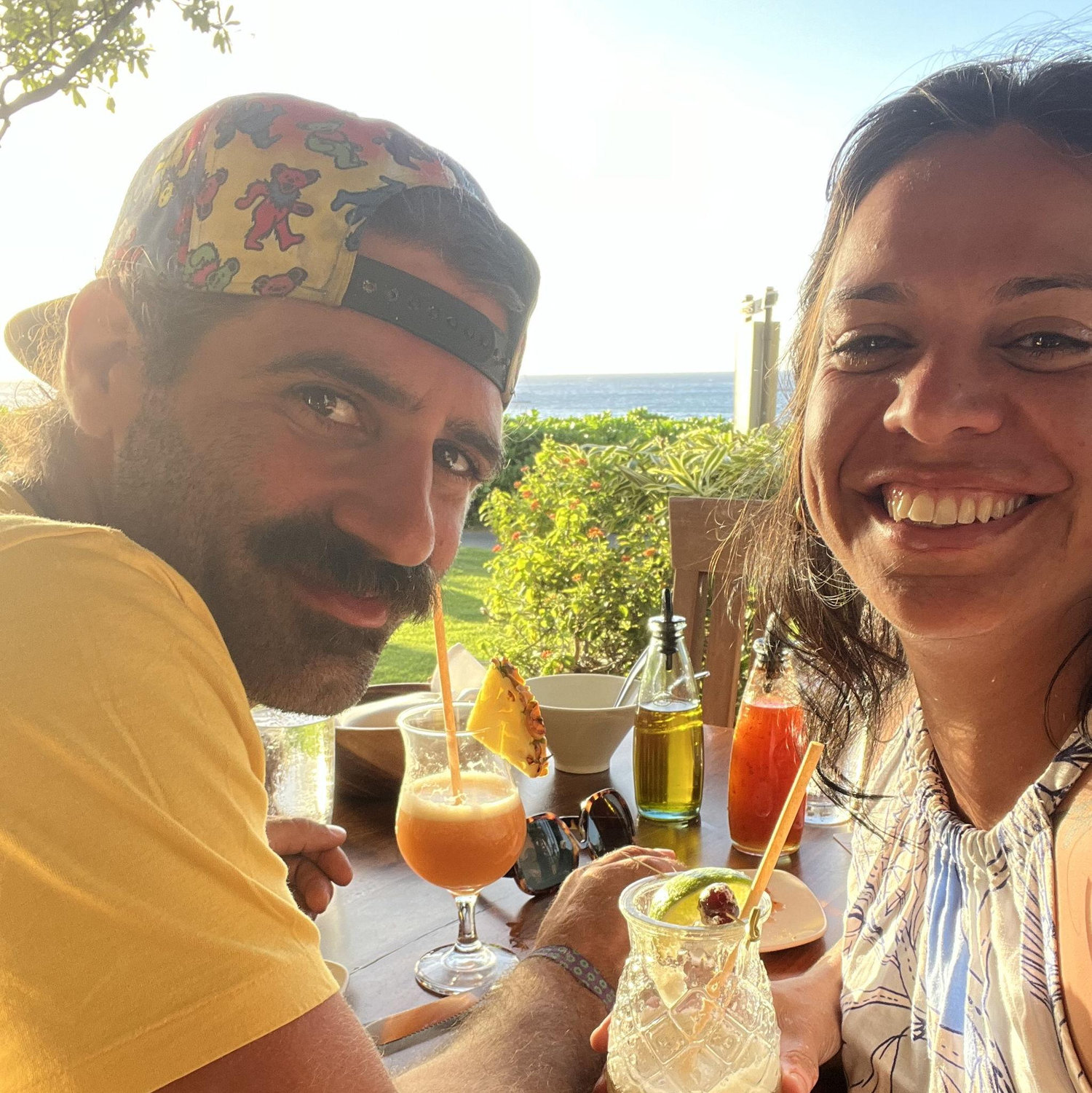 Enjoying cocktails in Maui