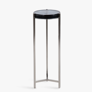 Eveland Round Metal Drink Table - Silver/Blue