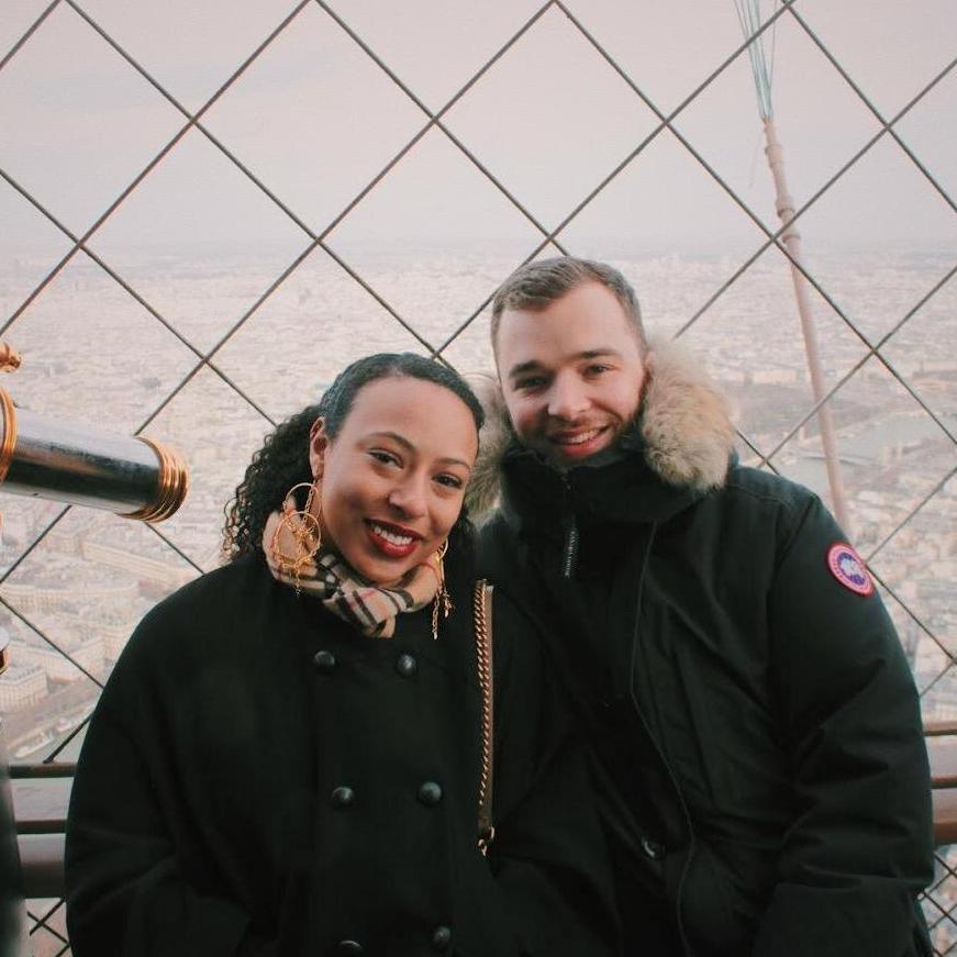 At the top of the Eiffel Tower.