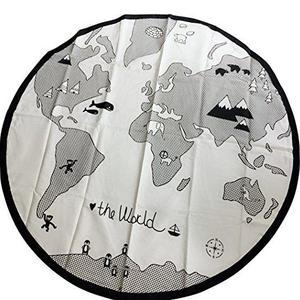 Comfysail Baby Kids World Map Playmat Round Canvas Storage Bag carpet Diameter 135cm Beige