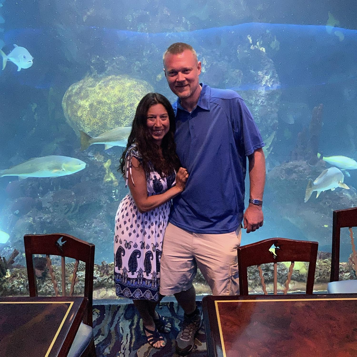 Dinner after our shark cage adventure at the Denver Aquarium!