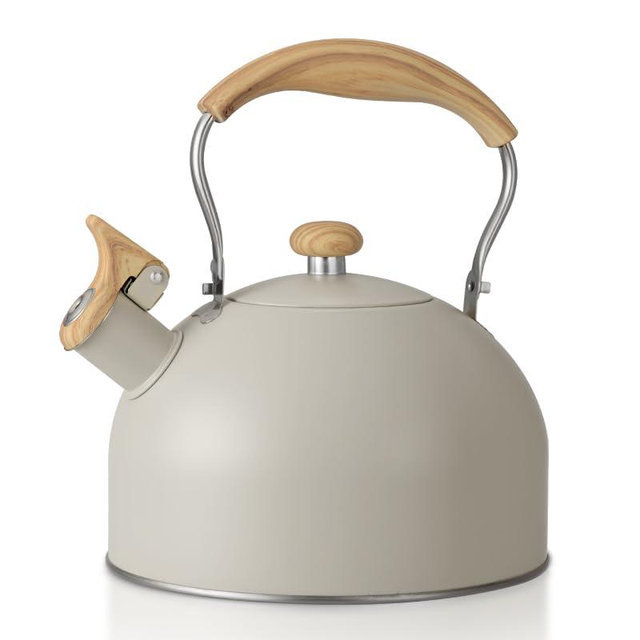 Stove Top Kettle, 2.5 Quart Whistling Kettle for Gas Hob with Wood Pattern Handle Loud Whistle Food Grade Stainless Steel, Anti-Hot Handle and Anti-Rust, Suitable for All Heat Sources