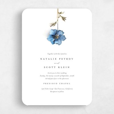 Blue Rounded Wedding Invitation - Spiga Portrait
