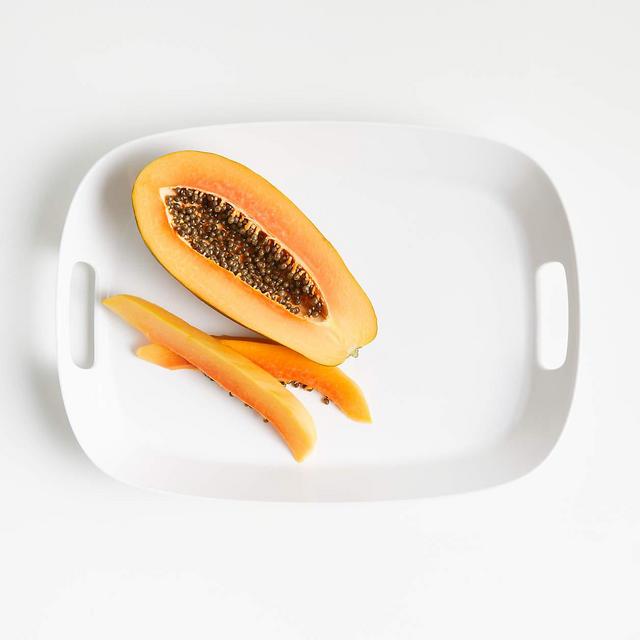 Lunea Melamine White 19"x14" Tray with Handles