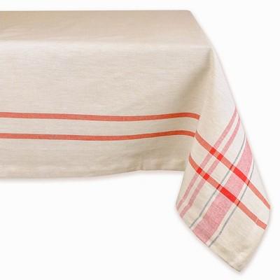 Design Imports 84"X60" French Stripe Tablecloth Red