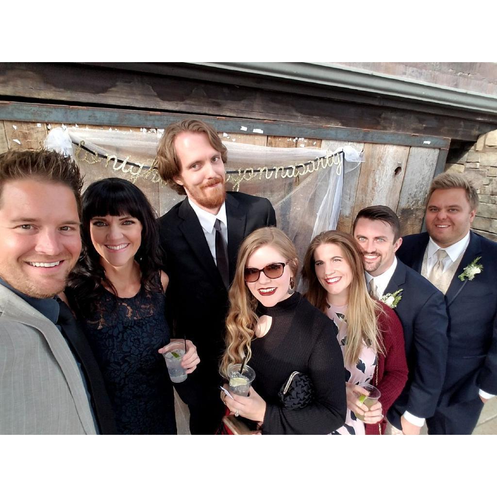 Us with many of our bridal party at a different friend wedding