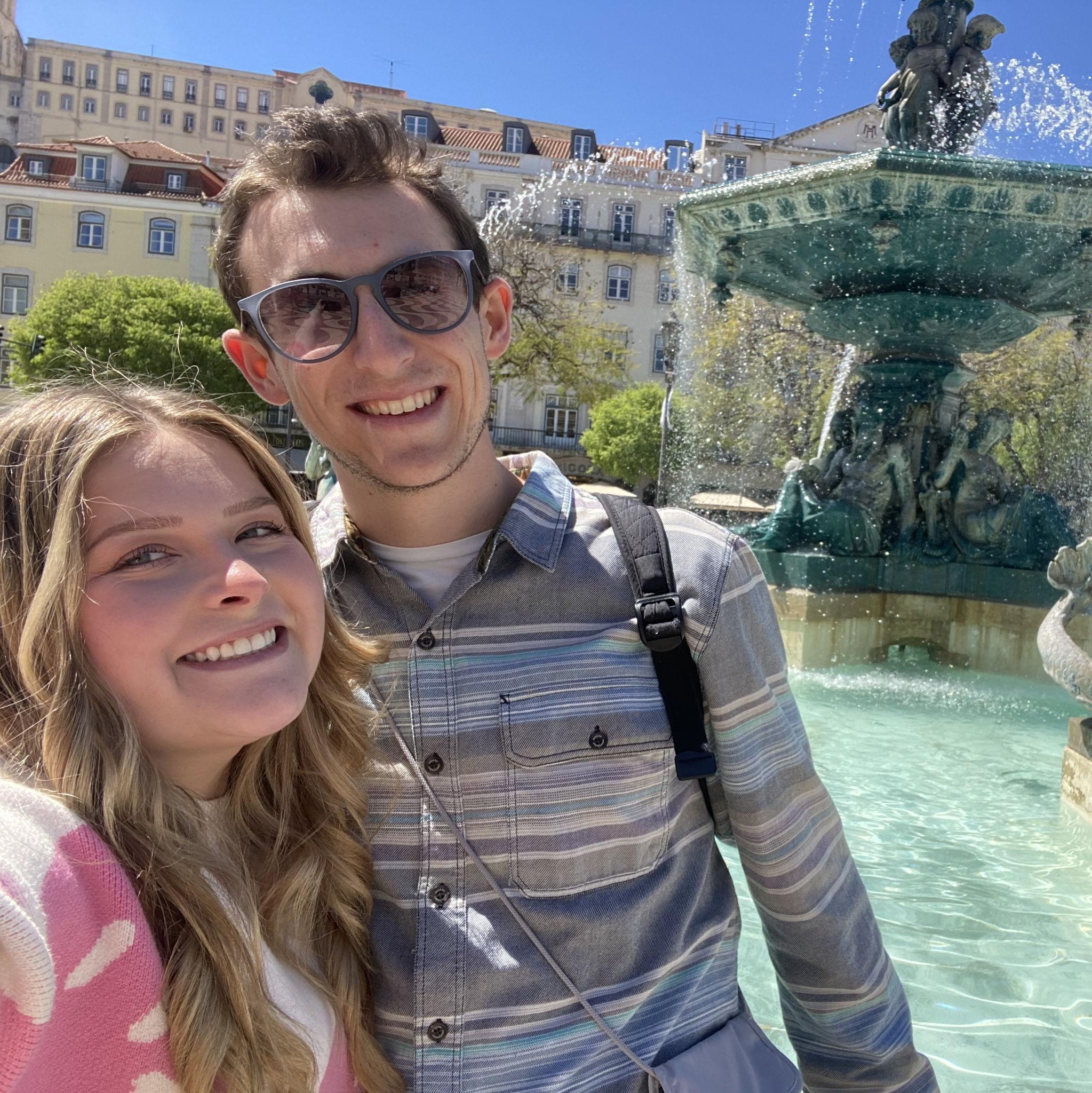 Good food, great company—Hailey and Johnny on a food tour in Lisbon.