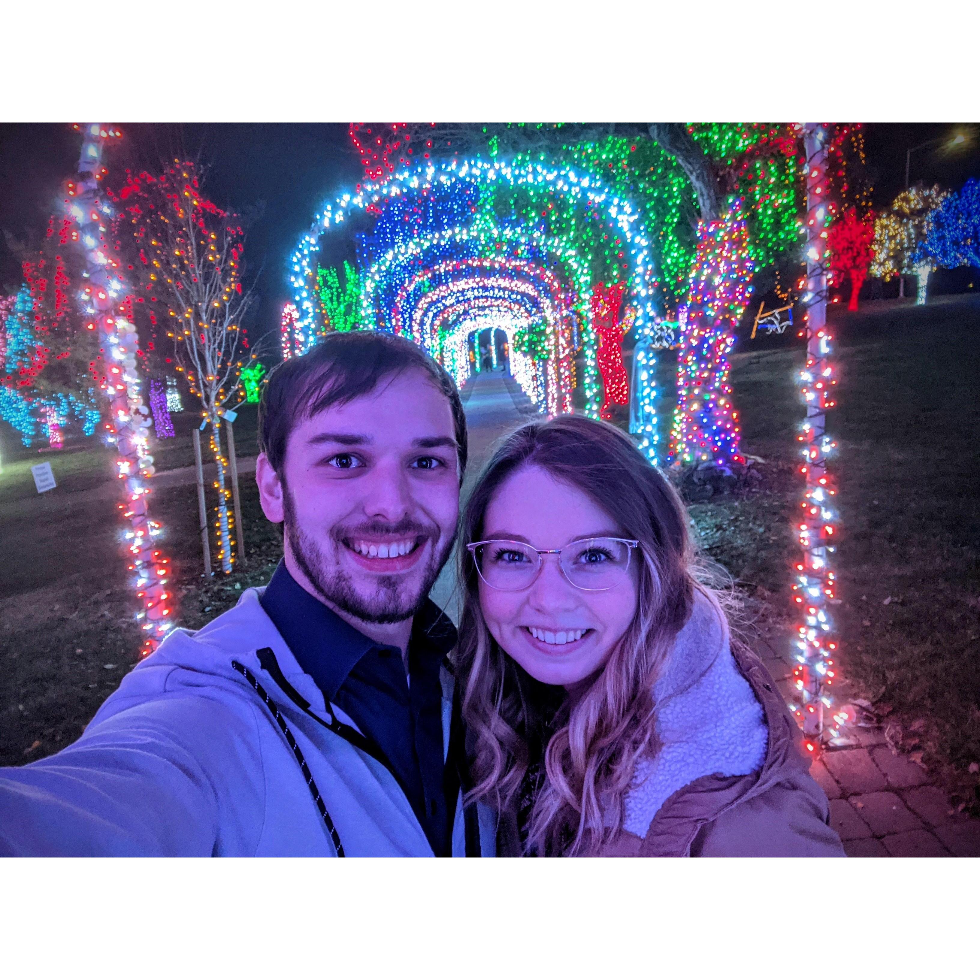 For our first date, Spencer surprised Klara with a trip down to Lewiston to walk through the Christmas light show.