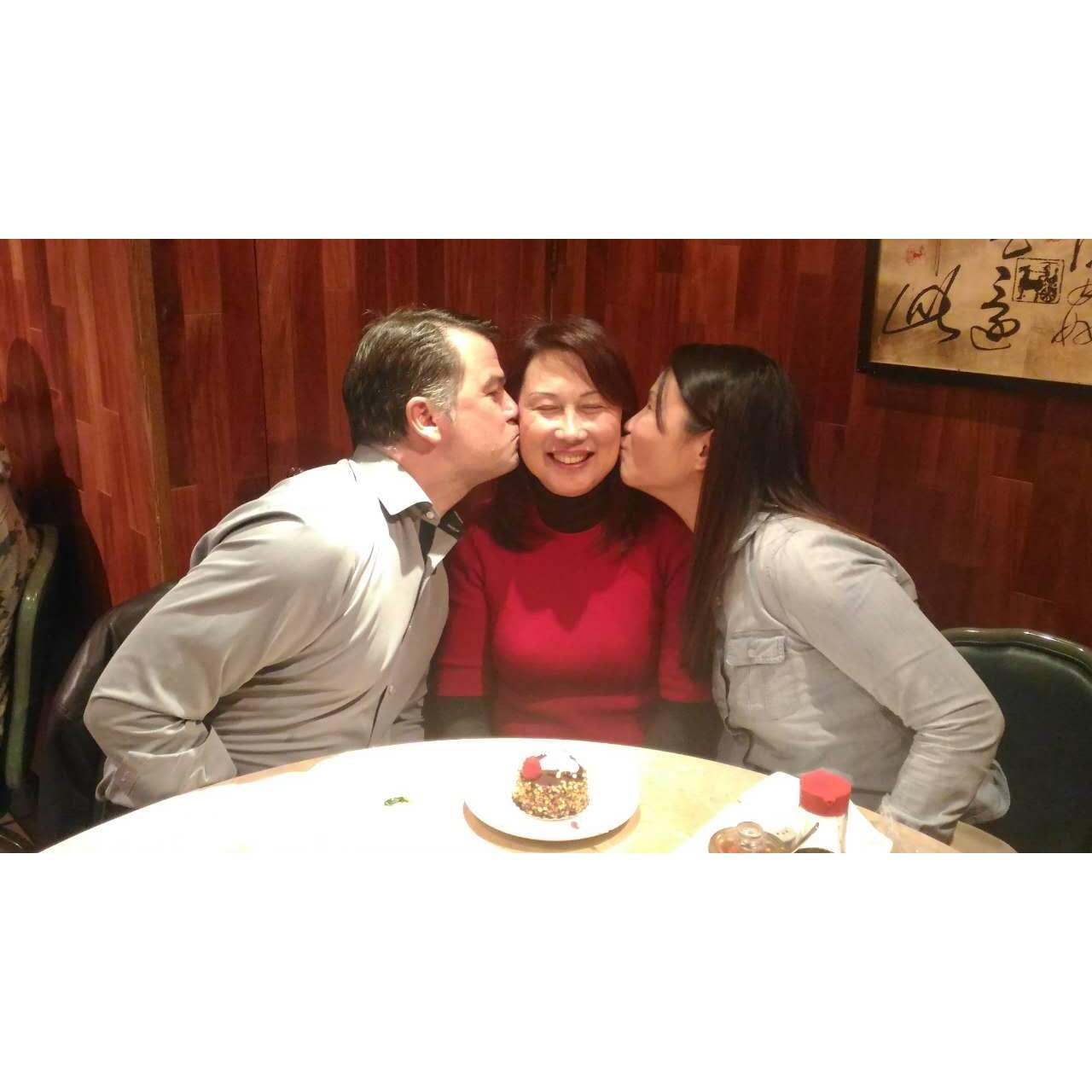 Kevin gave Gui (Vicky’s mom) first kiss at her birthday dinner. He has the ability to give the parents and Vicky the biggest smile.