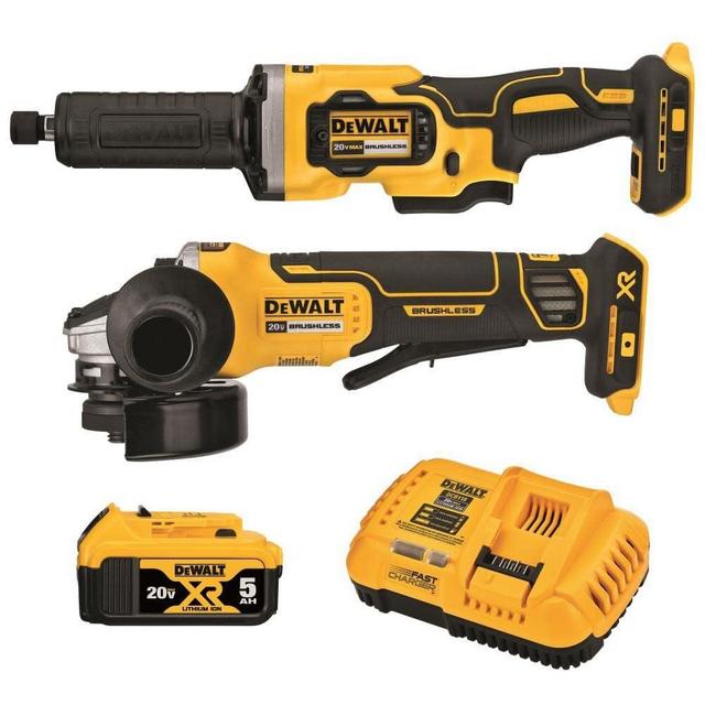 DEWALT 20V MAX Angle Grinder and Die Grinder, Cordless 2-Tool Set with Battery and Charger (DCK203P1)