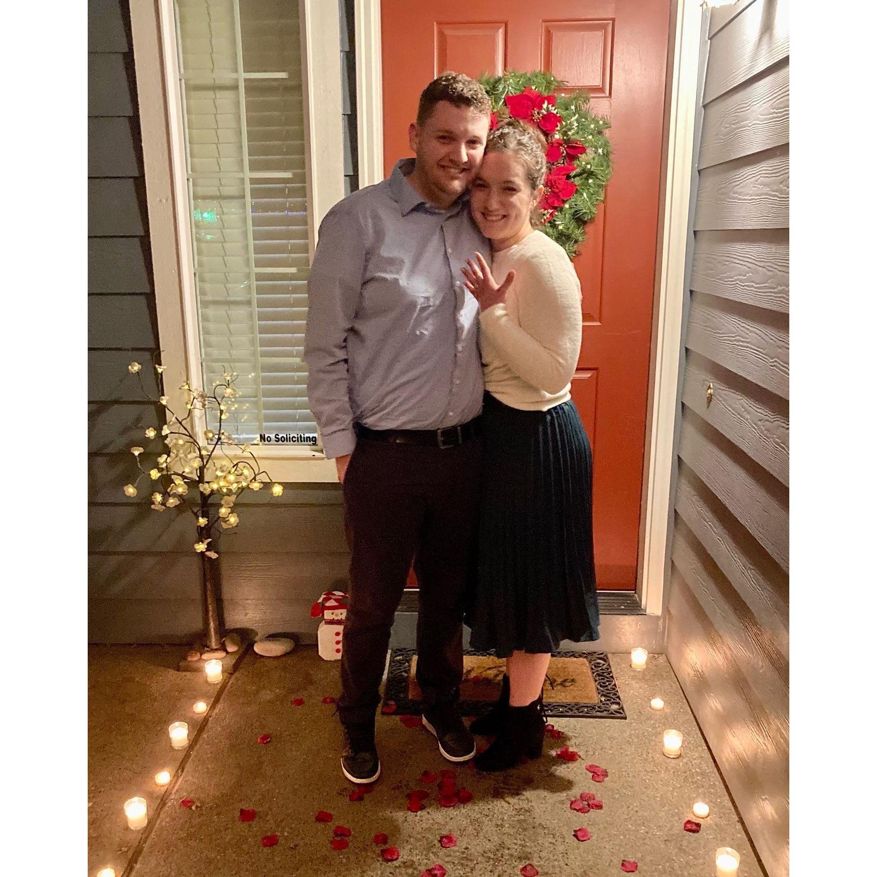 The night we got engaged. Jordan had both of our families waiting inside to celebrate!