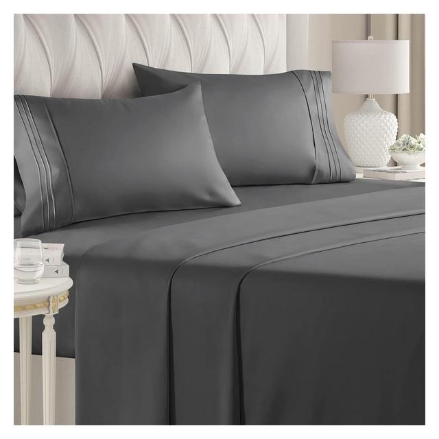 CGK Linens 4 Piece Deep Pocket Microfiber Sheet Set in Charcoal, Size King