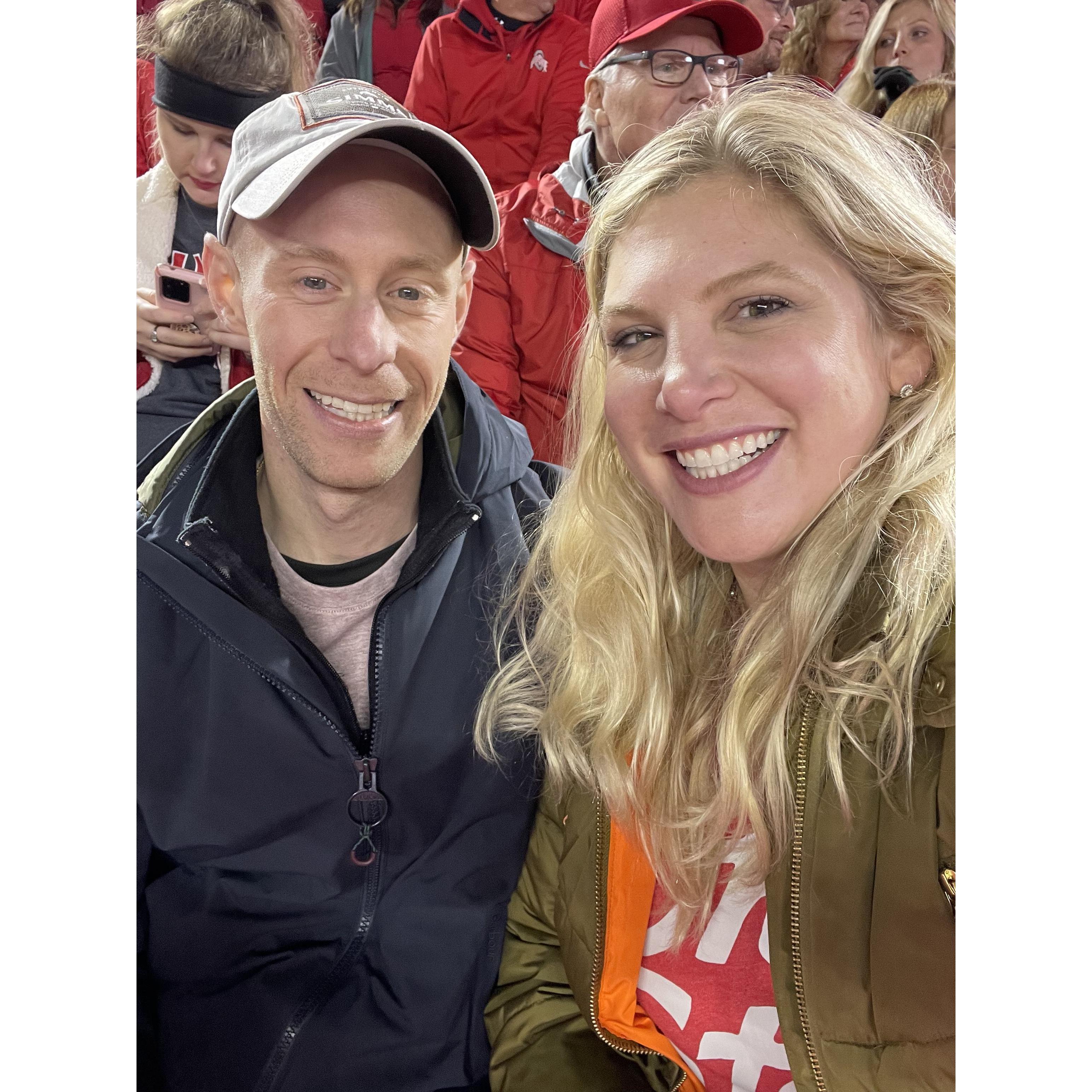 Danny's first Ohio State football game. We'll make a Buckeye fan out of him yet. OH-IO