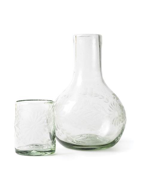 Etched Bureau Pitcher with Glass - Clear
