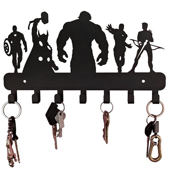HeavenlyKraft Superheros Wall Mounted Metal Key Holder, Key Organizer, Metal Key Hook, 10.6 X 7.5 X 1 INCH