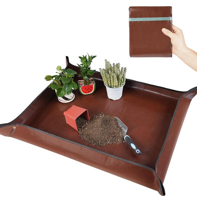 HNXTYAOB 39.5"x 31.5" Large Repotting Mat for House Plant Transplanting and Potting Soil Control Portable Gardening Tray Plant Gifts for Plant Lovers