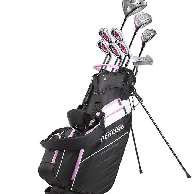 Precise AMG Complete Womens Golf Clubs Set, Includes Driver, Fairway, Hybrid, 6-PW Irons, Putter, Stand Bag, 3 H/C's, Golf Clubs Women Right Handed, Regular & Petite Sizes