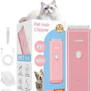 Dog Clipper for Matted & Long Hair,Quiet Pet Paw Hair Trimming Groomer,Handy Cordless Rechargeable Waterproof Shaver Kits for Cats,Small Dogs & Animals Pink