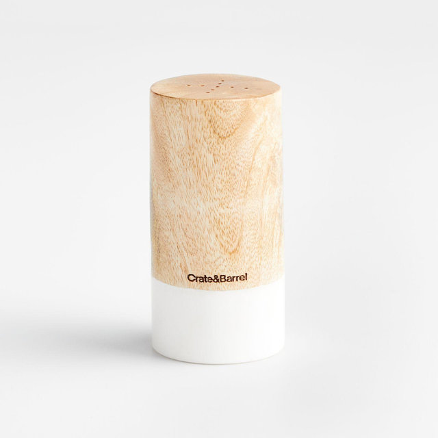 White Marble & Wooden Salt Shaker