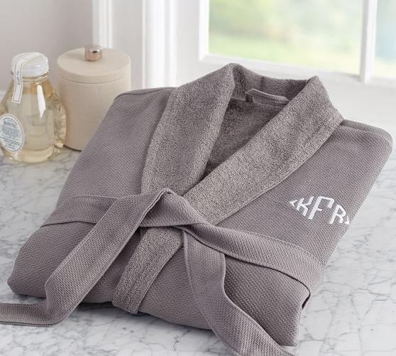 Organic Cotton Spa Robe, Large, Gray