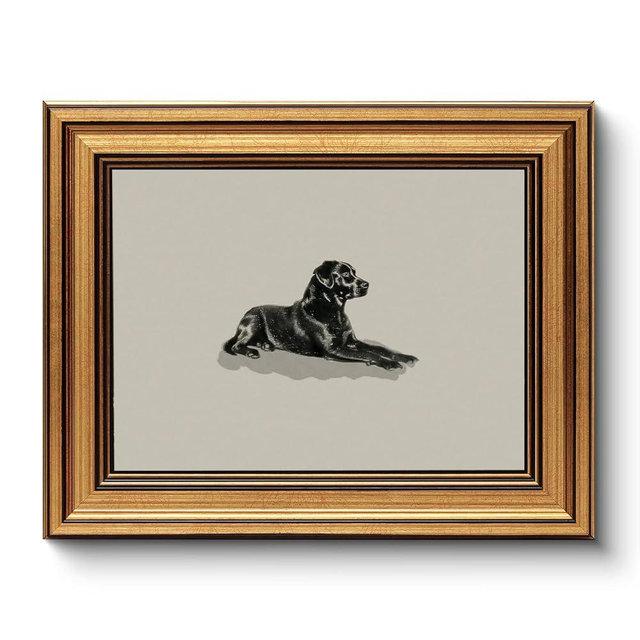 HUARCEY Gold Framed Vintage Wall Art Black Dog Wall Decor Minimalist Animal Art Pictures Room Decor Dog Lovers Gifts Modern Canvas Prints Shelf Artwork for Bedroom Bathroom Living Room 8x10in