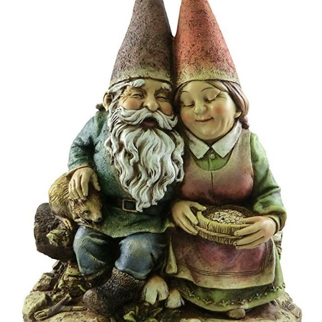 Napco 12-Inch Tall Sitting Gnome Couple
