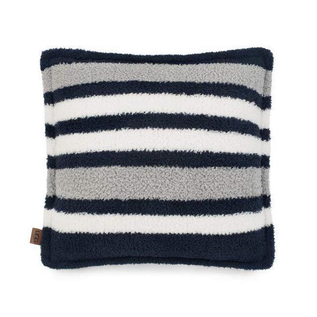 UGG Ana Striped Sherpa Fleece Decorative Throw Pillow (Navy, 20" x 20")