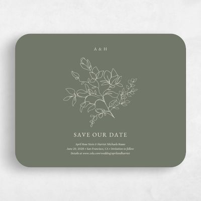 Green Rounded Wedding Save the Date - Essenza Landscape