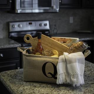 Monogrammed Burlap Basket