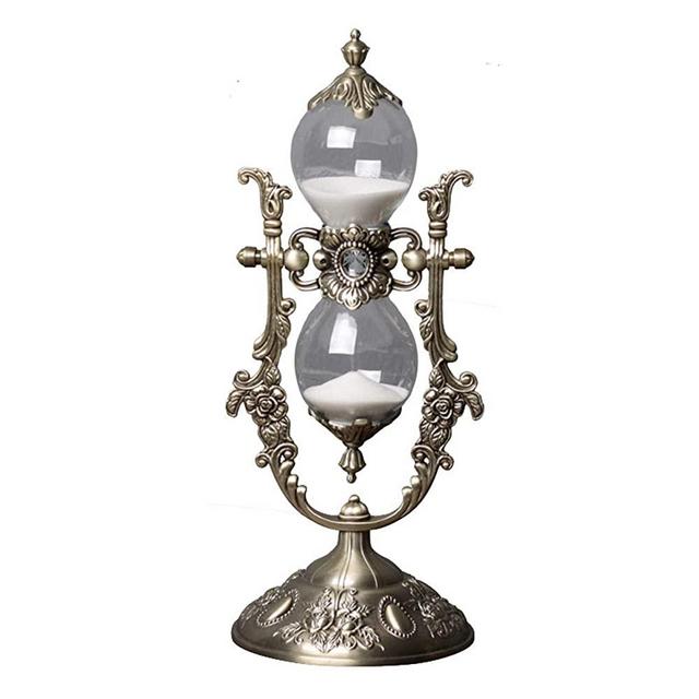 Hourglass Timer, 15 Minutes Hourglass Timer,Hourglass Desk Decor，Embossed Golden Hourglass Timer,Used for Vintage Home Decoration, Office Decoration, Kitchen Wedding Gifts (P1-G42U-8VJR)